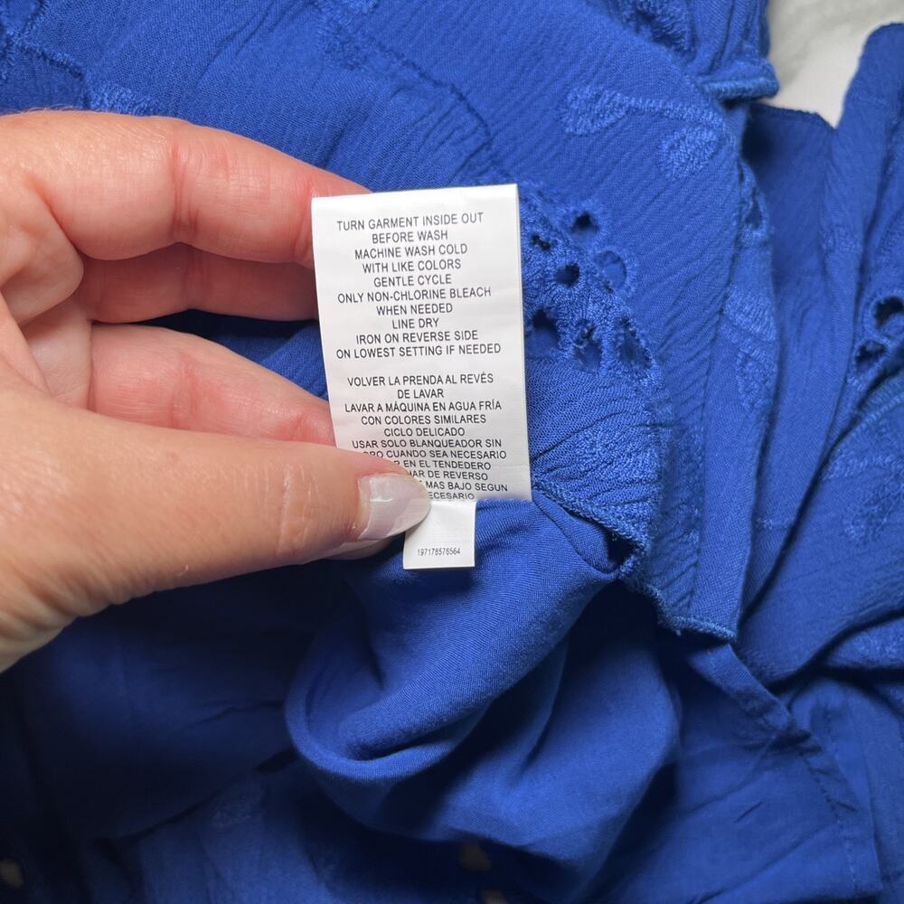 Rewind Womens Size Large Royal Blue Skirt Embroidered Floral Pull On Elastic NEW - Picture 5 of 9